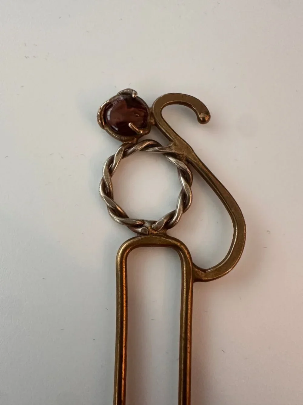 Brass and Crystal Hair Pin